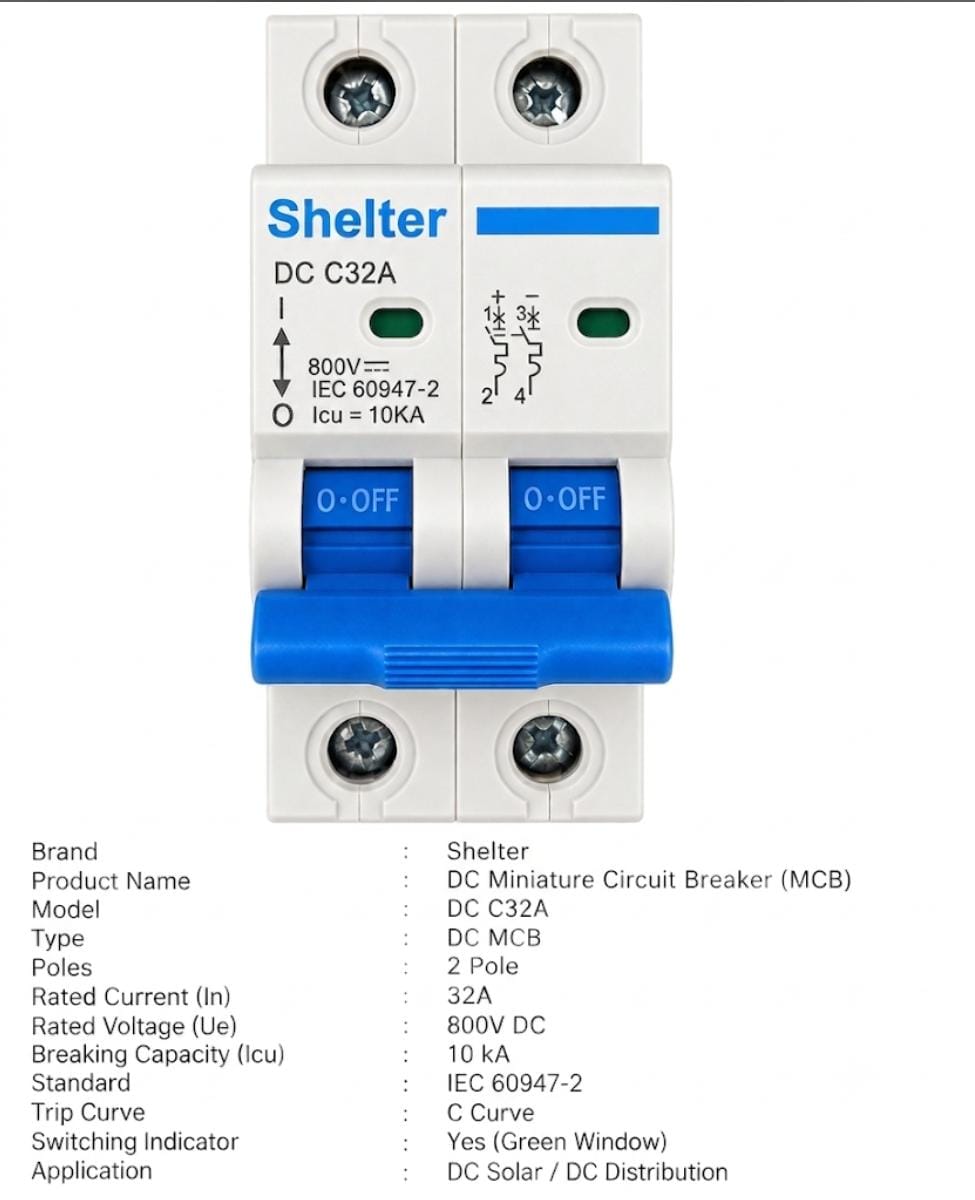 DC MCB C32A 2 Pole
